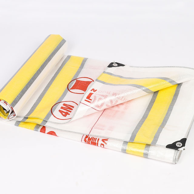 100% Virgin Pe Material Logo Printed Waterproof Color Stripes Tarpaulin for Cover