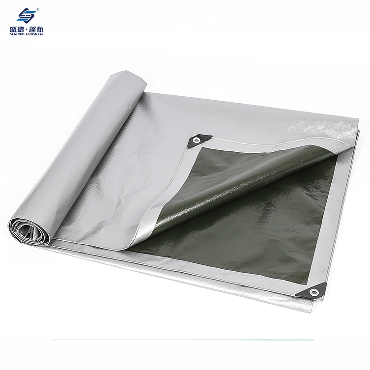 Silver/Army green Waterproof Heavy Duty PE Tarpaulin