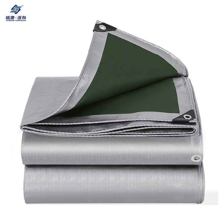 Silver/Army green Waterproof Heavy Duty PE Tarpaulin
